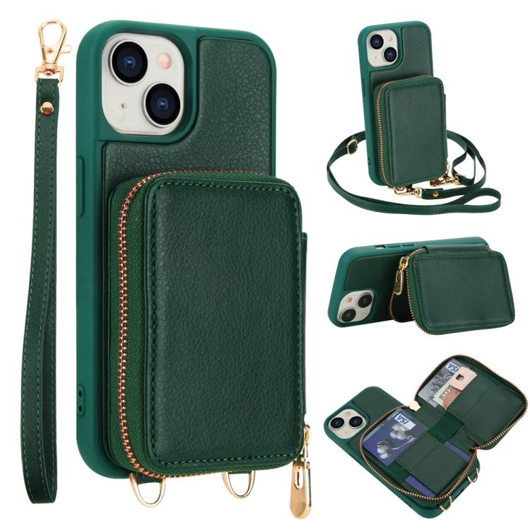 Crossbody Zipper RFID Card Bag Phone Case, For iPhone 17 Pro Max, For iPhone 17 Pro, For iPhone Air, For iPhone 15 Pro Max, For iPhone 15 Pro, For iPhone 15 Plus / 14 Plus