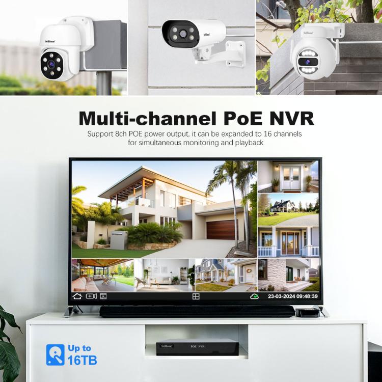 SriHome NVS005-POE030 3MP HD 4-CH POE Camera Network Video Recorder Kit, 3MP 4-CH