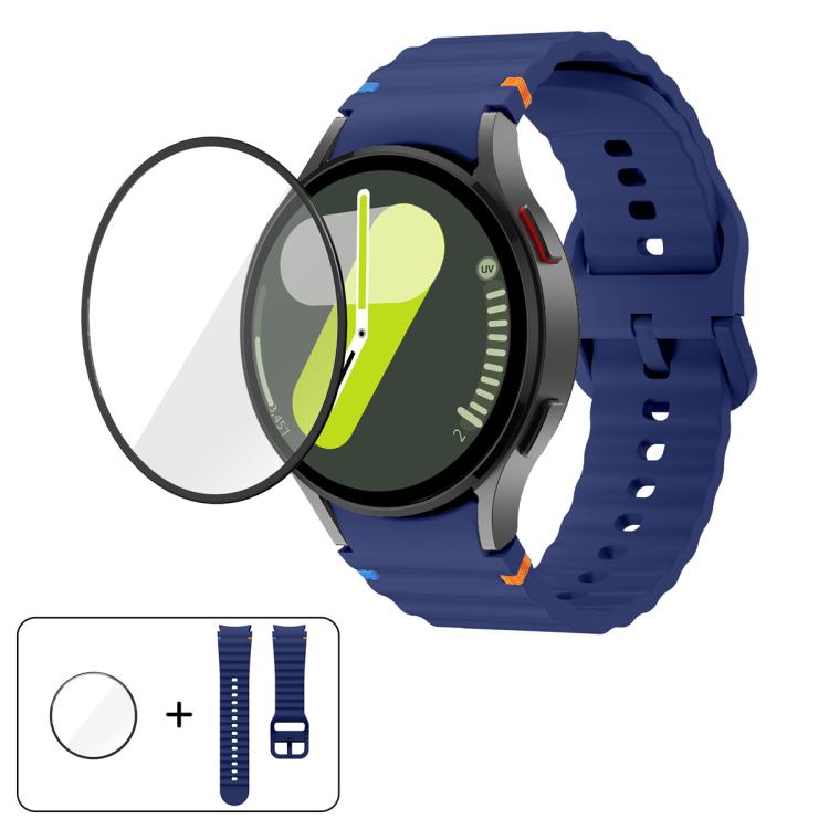 Wave Stitching Silicone Watch Band with 3D Curved Film, For Samsung Galaxy Watch6 44mm, For Samsung Galaxy Watch6 40mm, For Samsung Galaxy Watch6 Classic 43mm, For Samsung Galaxy Watch5 44mm
