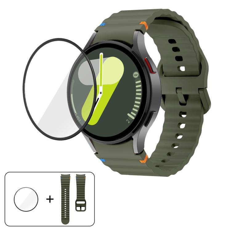 Wave Stitching Silicone Watch Band with 3D Curved Film, For Samsung Galaxy Watch6 44mm, For Samsung Galaxy Watch6 40mm, For Samsung Galaxy Watch6 Classic 43mm, For Samsung Galaxy Watch5 44mm