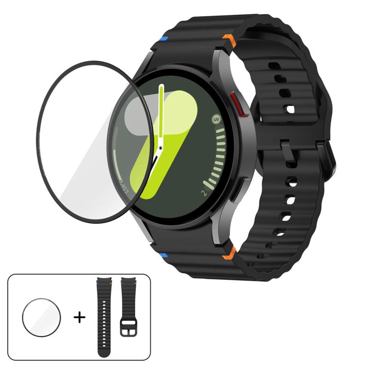 Wave Stitching Silicone Watch Band with 3D Curved Film, For Samsung Galaxy Watch6 44mm, For Samsung Galaxy Watch6 40mm, For Samsung Galaxy Watch6 Classic 43mm, For Samsung Galaxy Watch5 44mm