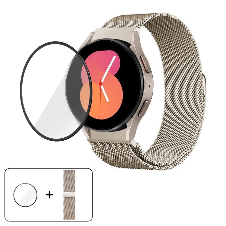 Milanese Magnetic Stainless Steel Watch Band with 3D Curved Film, For Samsung Galaxy Watch4 Classic 46mm, For Samsung Galaxy Watch4 Classic 42mm, For Samsung Galaxy Watch5 Active 40mm, For Samsung Galaxy Watch5 Active 44mm                              ...
