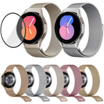 Milanese Magnetic Stainless Steel Watch Band with 3D Curved Film, For Samsung Galaxy Watch4 Classic 46mm, For Samsung Galaxy Watch4 Classic 42mm, For Samsung Galaxy Watch5 Active 40mm, For Samsung Galaxy Watch5 Active 44mm                              ...