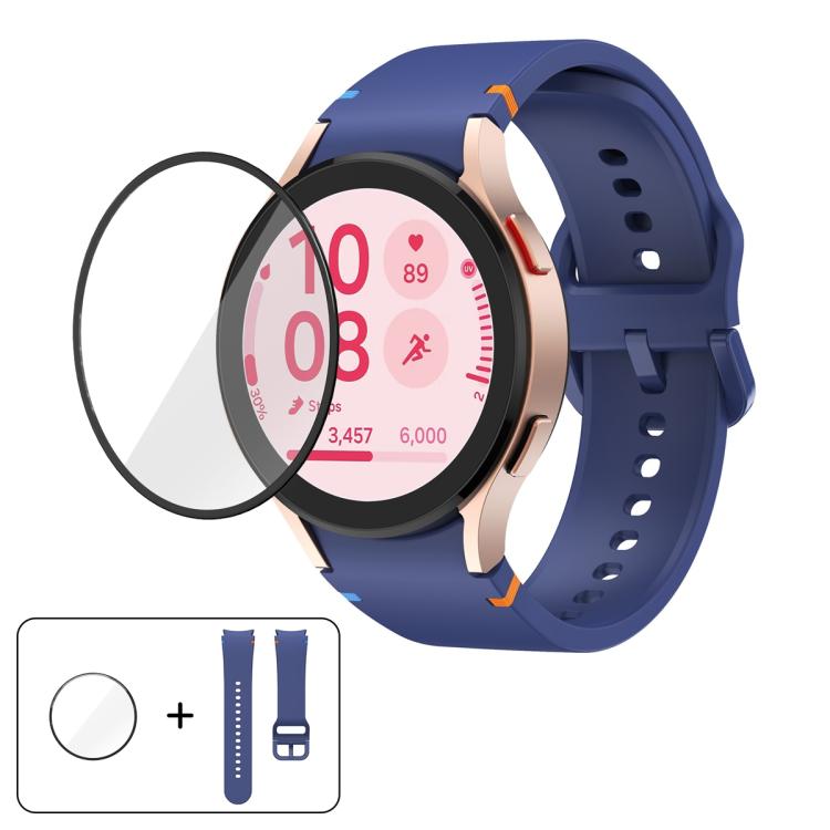 Plain Stitching Silicone Watch Band with 3D Curved Film, For Samsung Galaxy Watch FE 40mm, For Samsung Galaxy Watch7 44mm, For Samsung Galaxy Watch7 40mm, For Samsung Galaxy Watch6 Classic 47mm