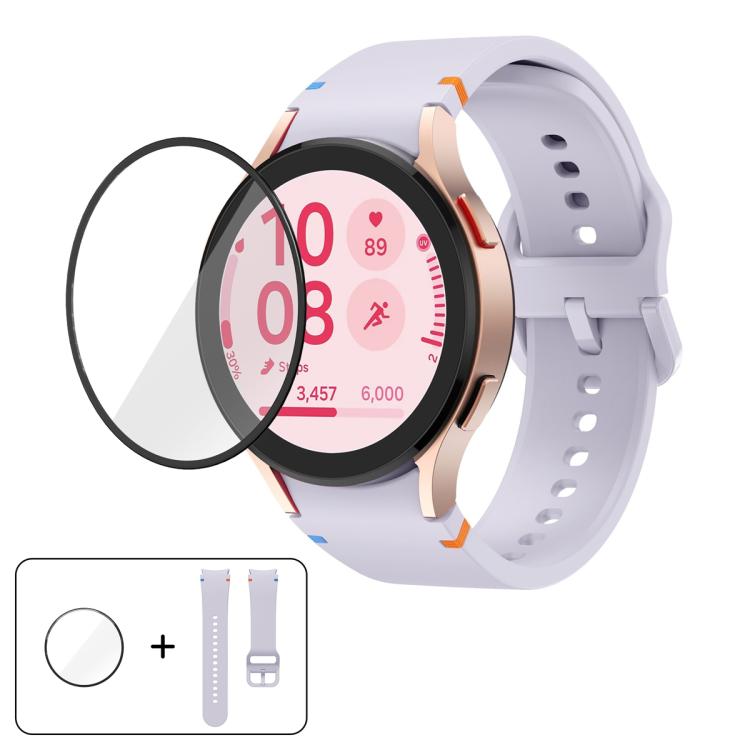 Plain Stitching Silicone Watch Band with 3D Curved Film, For Samsung Galaxy Watch5 Pro 45mm, For Samsung Galaxy Watch5 40mm, For Samsung Galaxy Watch4 44mm, For Samsung Galaxy Watch4 40mm