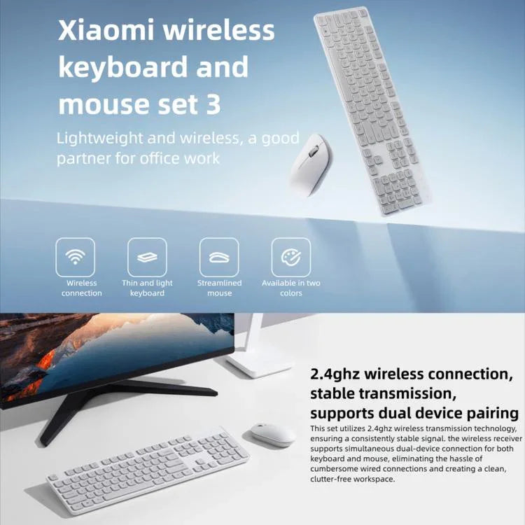 Original Xiaomi 2.4GHz Wireless Keyboard & Mouse Set 3, Gen3