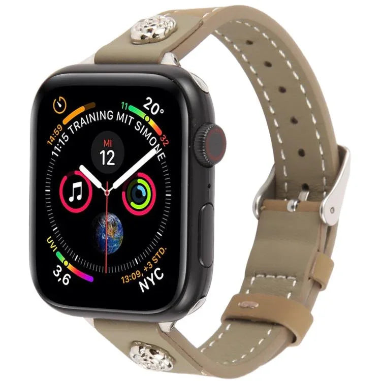 Rivet Camellia Skin Feel Microfiber Leather Watch Band, For Apple Watch 46mm / 49mm / 45mm / 44mm, For Apple Watch 42mm / 41mm / 40mm / 38mm