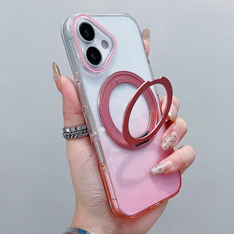 Transparent Gradient 360 Degree Rotation Holder MagSafe Phone Case, For iPhone 17 Pro Max, For iPhone 17 Pro, For iPhone 17, For iPhone Air, For iPhone 16 Pro Max, For iPhone 16 Pro, For iPhone 16 Plus, For iPhone 16