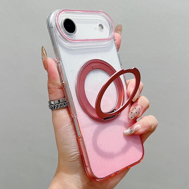 Transparent Gradient 360 Degree Rotation Holder MagSafe Phone Case, For iPhone 17 Pro Max, For iPhone 17 Pro, For iPhone 17, For iPhone Air, For iPhone 16 Pro Max, For iPhone 16 Pro, For iPhone 16 Plus, For iPhone 16
