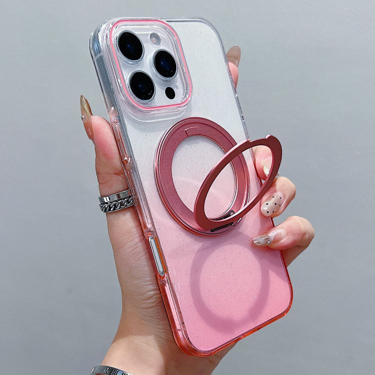 Transparent Gradient 360 Degree Rotation Holder MagSafe Phone Case, For iPhone 17 Pro Max, For iPhone 17 Pro, For iPhone 17, For iPhone Air, For iPhone 16 Pro Max, For iPhone 16 Pro, For iPhone 16 Plus, For iPhone 16