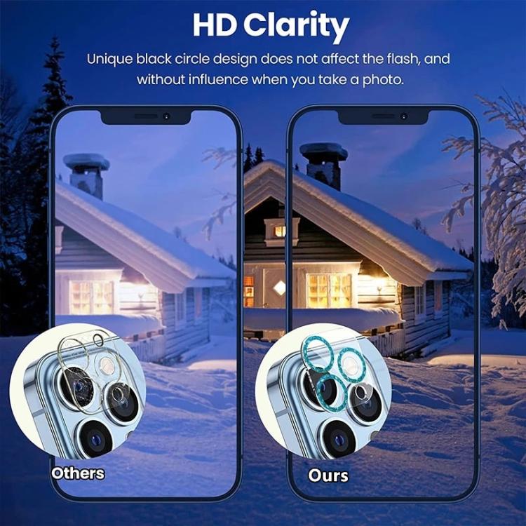 Glitter Ring Tempered Glass Camera Lens Film, For iPhone 17 Pro Max, For iPhone 17 Pro