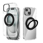 ABEEL MagSafe Q-LUCK Pivot Bracket Transparent Phone Case, For iPhone 15 Pro Max, For iPhone 15 Pro, For iPhone 15 Plus, For iPhone 15, For iPhone 14 Plus, For iPhone 14, For iPhone 14 Pro, For iPhone 14 Pro Max