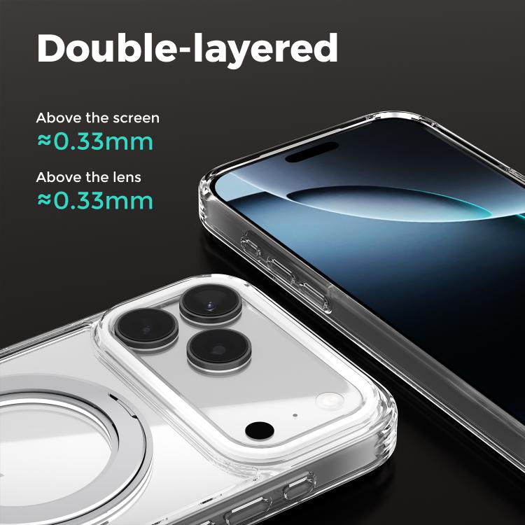 ABEEL MagSafe Q-LUCK Pivot Bracket Transparent Phone Case, For iPhone 15 Pro Max, For iPhone 15 Pro, For iPhone 15 Plus, For iPhone 15, For iPhone 14 Plus, For iPhone 14, For iPhone 14 Pro, For iPhone 14 Pro Max