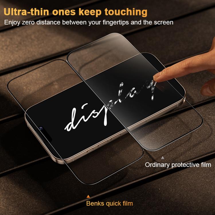 Benks King Kong Corning Hot-bend Full-glue AR Anti-reflective Tempered Film Quick-install Version, For iPhone 17 Pro Max, For iPhone 17 Pro