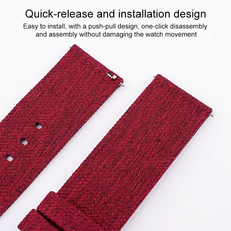 Stainless Steel Pin Buckle Nylon Woven Canvas Watch Band, 20mm, 22mm