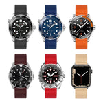 Stainless Steel Pin Buckle Solid Color Nylon Canvas Watch Band, 24mm