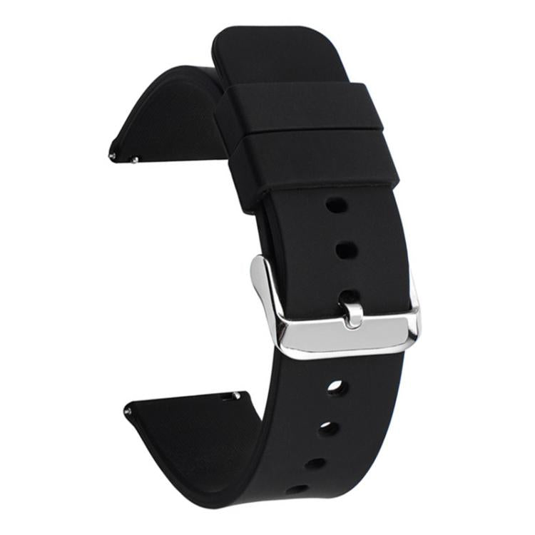Stainless Steel Silver Pin Buckle Solid Color Silicone Waterproof Watch Band, 10mm, 12mm, 14mm, 15mm