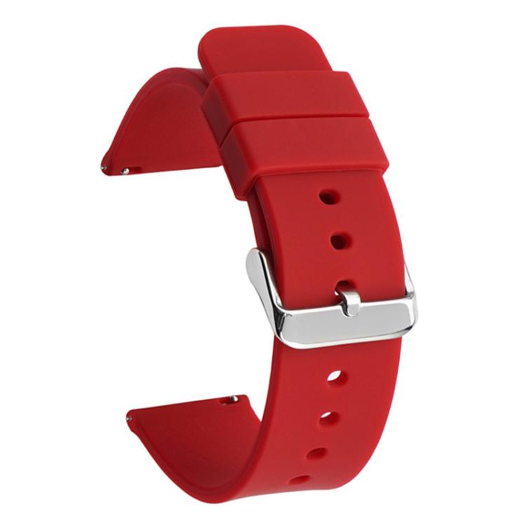 Stainless Steel Silver Pin Buckle Solid Color Silicone Waterproof Watch Band, 10mm, 12mm, 14mm, 15mm