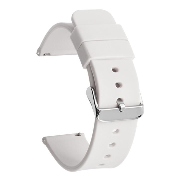 Stainless Steel Silver Pin Buckle Solid Color Silicone Waterproof Watch Band, 10mm, 12mm, 14mm, 15mm
