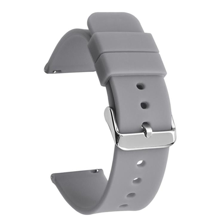 Stainless Steel Silver Pin Buckle Solid Color Silicone Waterproof Watch Band, 16mm, 18mm, 19mm