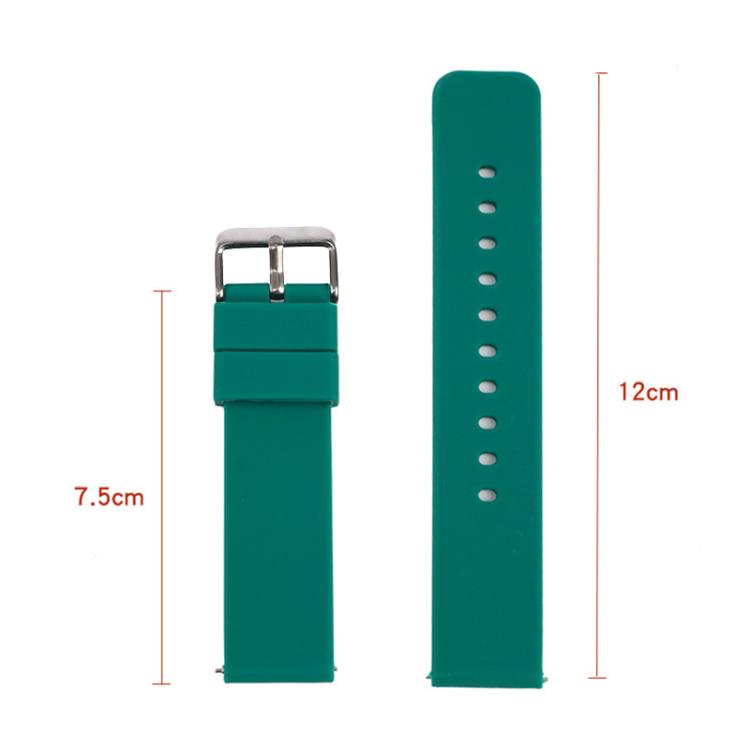 Stainless Steel Silver Pin Buckle Solid Color Silicone Waterproof Watch Band, 24mm