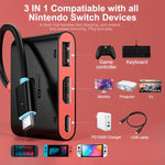 3 in 1 Type-C to HDMI + USB 3.0 + Type-C PD Charging Port Desktop Docking Station, For Nintendo Switch