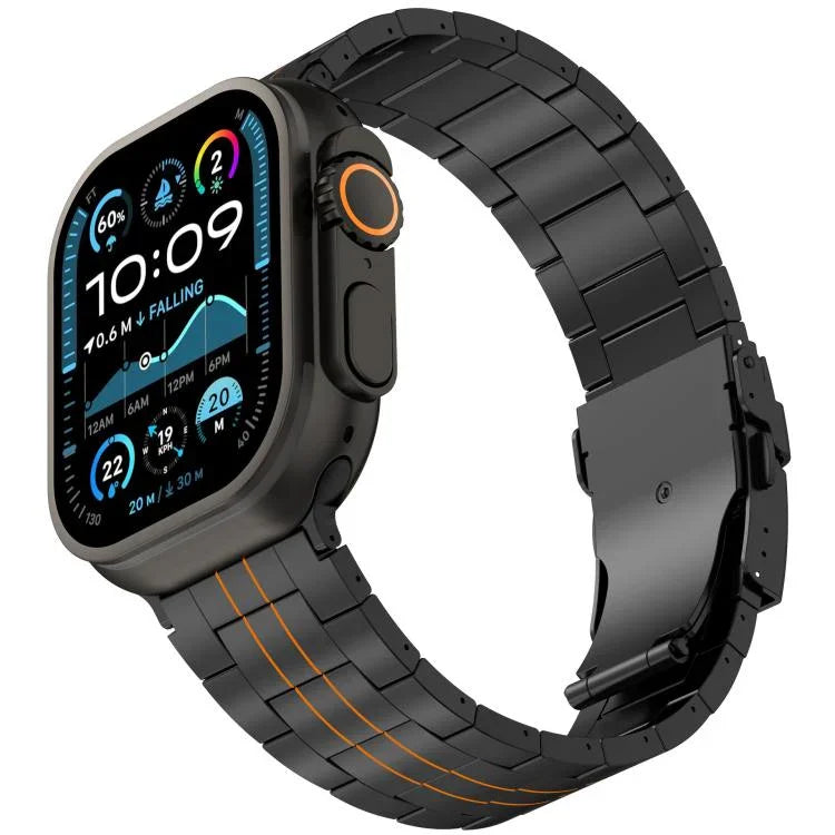 Three-bead Safety Clasp Titanium Alloy Watch Band, For Apple Watch 46mm / 49mm / 45mm / 44mm, For Apple Watch 42mm / 41mm / 40mm / 38mm