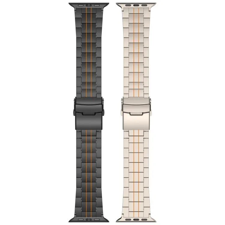 Three-bead Safety Clasp Titanium Alloy Watch Band, For Apple Watch 46mm / 49mm / 45mm / 44mm, For Apple Watch 42mm / 41mm / 40mm / 38mm
