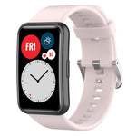 xDfind Solid Color Silver Steel Buckle Silicone Watch Band, For Huawei Watch Fit New