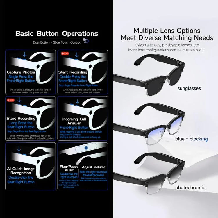 W630 800W WiFi4 AI Photo Recognition Smart Translation Bluetooth Call Glasses