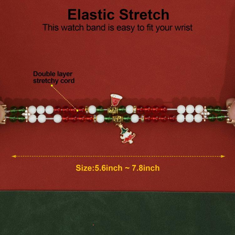 Width 14mm Christmas Beads Chain Watch Band, For Apple Watch 46mm / 49mm / 45mm / 44mm, For Apple Watch 42mm / 41mm / 40mm / 38mm