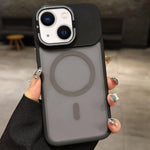 Skin Feel Frosted Metal Lens Holder MagSafe Magnetic Phone Case, For iPhone 14 Pro, For iPhone 14 Pro Max, For iPhone 13 Pro Max, For iPhone 13 Pro, For iPhone 13, For iPhone 12