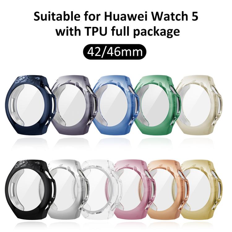 xDfind Plating Tempered Film Integrated TPU Watch Protective Cover, For Huawei Watch 5 42mm, For Huawei Watch 5 46mm
