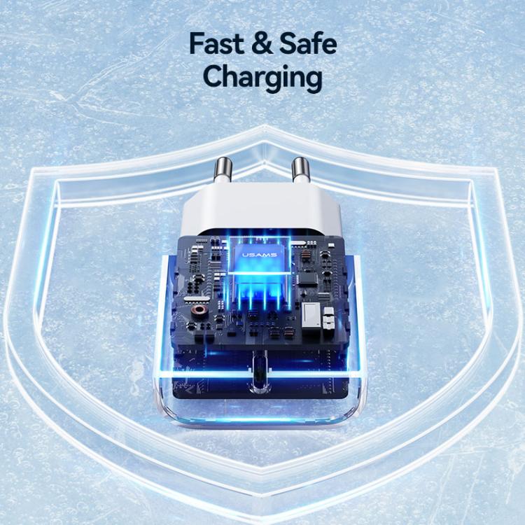 USAMS CC226 T65 PD20W USB-C / Type-C Single Port Fast Charger, EU Plug, CC226