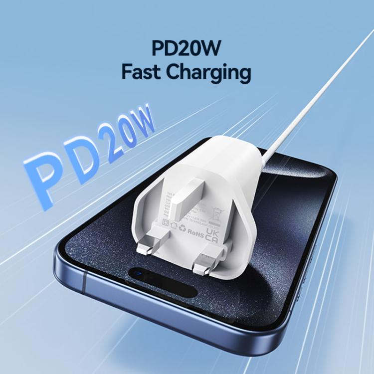 USAMS CC227 T65 PD20W USB-C / Type-C Single Port Fast Charger, UK Plug, CC227