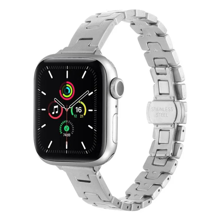 H-style Width 14mm Stainless Steel Metal Watch Band, For Apple Watch 46mm / 49mm / 45mm / 44mm, For Apple Watch 42mm / 41mm / 40mm / 38mm