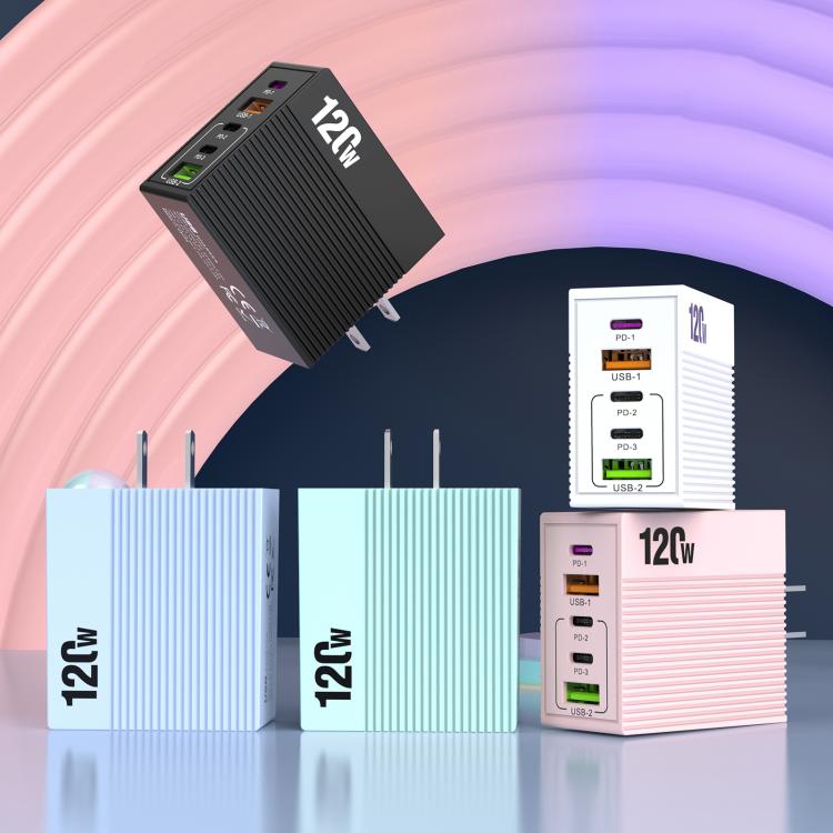 ADC-F007 120W 3xType-C Dual USB Multi-Port Charger, US Plug, EU Plug, UK Plug