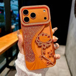 Electroplated TPU Lotus Hollow-carved  Rhinestone Glitter Phone Case, For iPhone 17 Pro Max, For iPhone 17 Pro, For iPhone 17, For iPhone 16 Pro Max, For iPhone 16 Pro, For iPhone 16, For iPhone 15 Pro Max, For iPhone 15 Pro