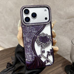 Electroplated TPU Lotus Hollow-carved  Rhinestone Glitter Phone Case, For iPhone 17 Pro Max, For iPhone 17 Pro, For iPhone 17, For iPhone 16 Pro Max, For iPhone 16 Pro, For iPhone 16, For iPhone 15 Pro Max, For iPhone 15 Pro