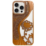 Electroplated TPU Lotus Hollow-carved  Rhinestone Glitter Phone Case, For iPhone 17 Pro Max, For iPhone 17 Pro, For iPhone 17, For iPhone 16 Pro Max, For iPhone 16 Pro, For iPhone 16, For iPhone 15 Pro Max, For iPhone 15 Pro