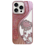 Electroplated TPU Lotus Hollow-carved  Rhinestone Glitter Phone Case, For iPhone 17 Pro Max, For iPhone 17 Pro, For iPhone 17, For iPhone 16 Pro Max, For iPhone 16 Pro, For iPhone 16, For iPhone 15 Pro Max, For iPhone 15 Pro