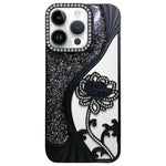 Electroplated TPU Lotus Hollow-carved  Rhinestone Glitter Phone Case, For iPhone 15, For iPhone 14, For iPhone 14 Pro, For iPhone 14 Pro Max, For iPhone 13 Pro Max, For iPhone 13 Pro, For iPhone 13, For iPhone 12