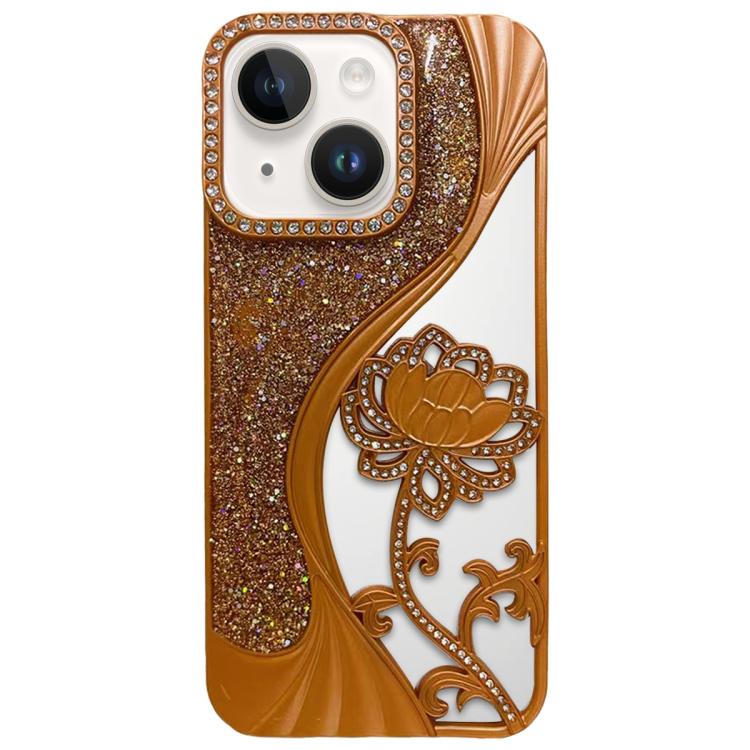Electroplated TPU Lotus Hollow-carved  Rhinestone Glitter Phone Case, For iPhone 13 Pro, For iPhone 13, For iPhone 12, For iPhone 12 Pro Max, For iPhone 12 Pro, For iPhone 11 Pro Max, For iPhone 11