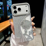 Electroplated TPU Lotus Hollow-carved  Rhinestone Glitter Phone Case, For iPhone 18, For iPhone 18 Pro, For iPhone 18 Pro Max, For iPhone 17 Pro Max, For iPhone 17 Pro, For iPhone 17, For iPhone 16 Pro Max, For iPhone 16 Pro