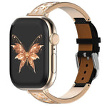 xDfind Butterfly Stainless Steel Hybrid Genuine Leather Watch Band, For Apple Watch 42 / 44 / 45 / 46 / 49mm, For Apple Watch 38 / 40 / 41 / S11 42mm