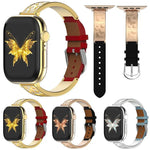 xDfind Butterfly Stainless Steel Hybrid Genuine Leather Watch Band, For Apple Watch 42 / 44 / 45 / 46 / 49mm, For Apple Watch 38 / 40 / 41 / S11 42mm