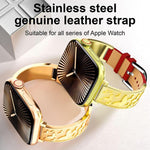 xDfind Butterfly Stainless Steel Hybrid Genuine Leather Watch Band, For Apple Watch 42 / 44 / 45 / 46 / 49mm, For Apple Watch 38 / 40 / 41 / S11 42mm