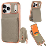 VIETAO Litchi Texture Wallet PU Phone Case with Lanyard, For iPhone 17 Pro Max, For iPhone 17 Pro