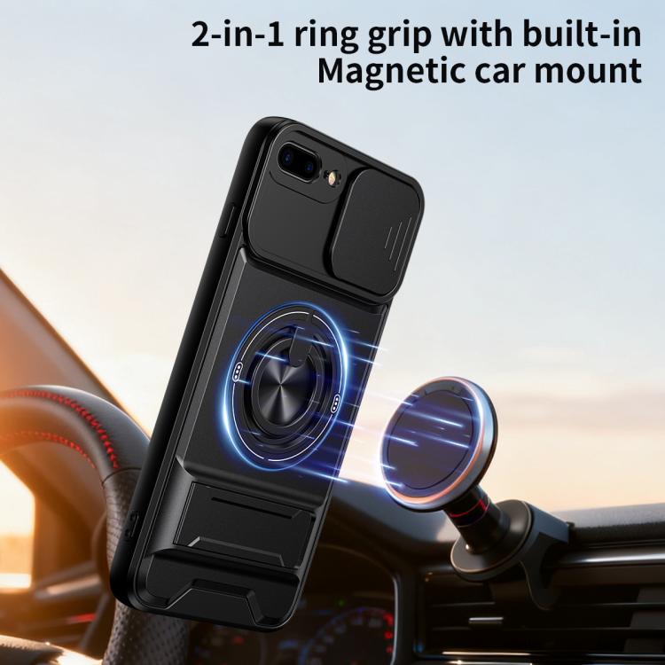 Lens Sliding Window Multifunctional Magnetic Shockproof Phone Case, For iPhone 7 Plus, For iPhone 7