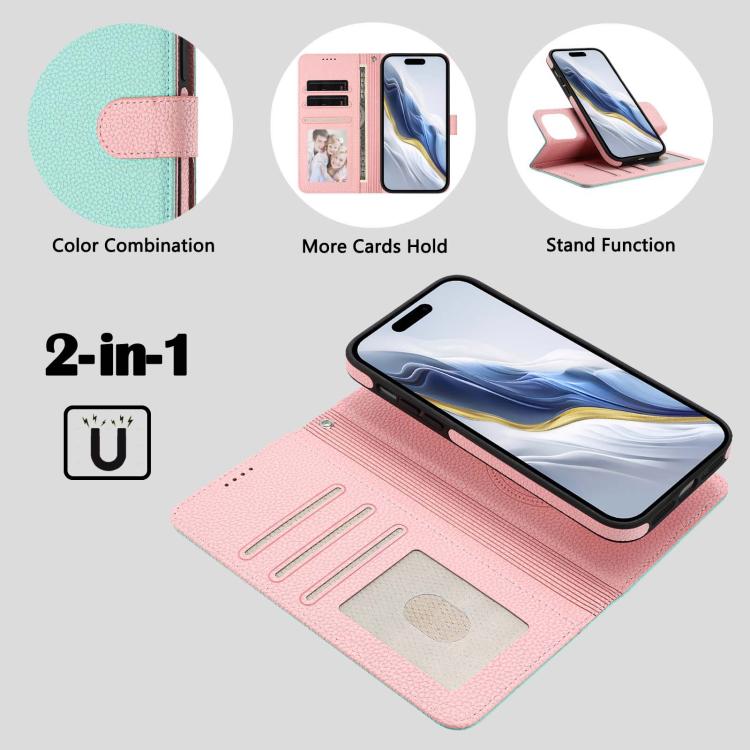 Detachable Litchi Texture Magnetic Side-Patch Vegan Leather Phone Case, For iPhone 13 Pro Max, For iPhone 13 Pro, For iPhone 13, For iPhone 12 / 12 Pro, For iPhone 12 Pro Max, For iPhone 11 Pro Max, For iPhone 11, For iPhone 11 Pro